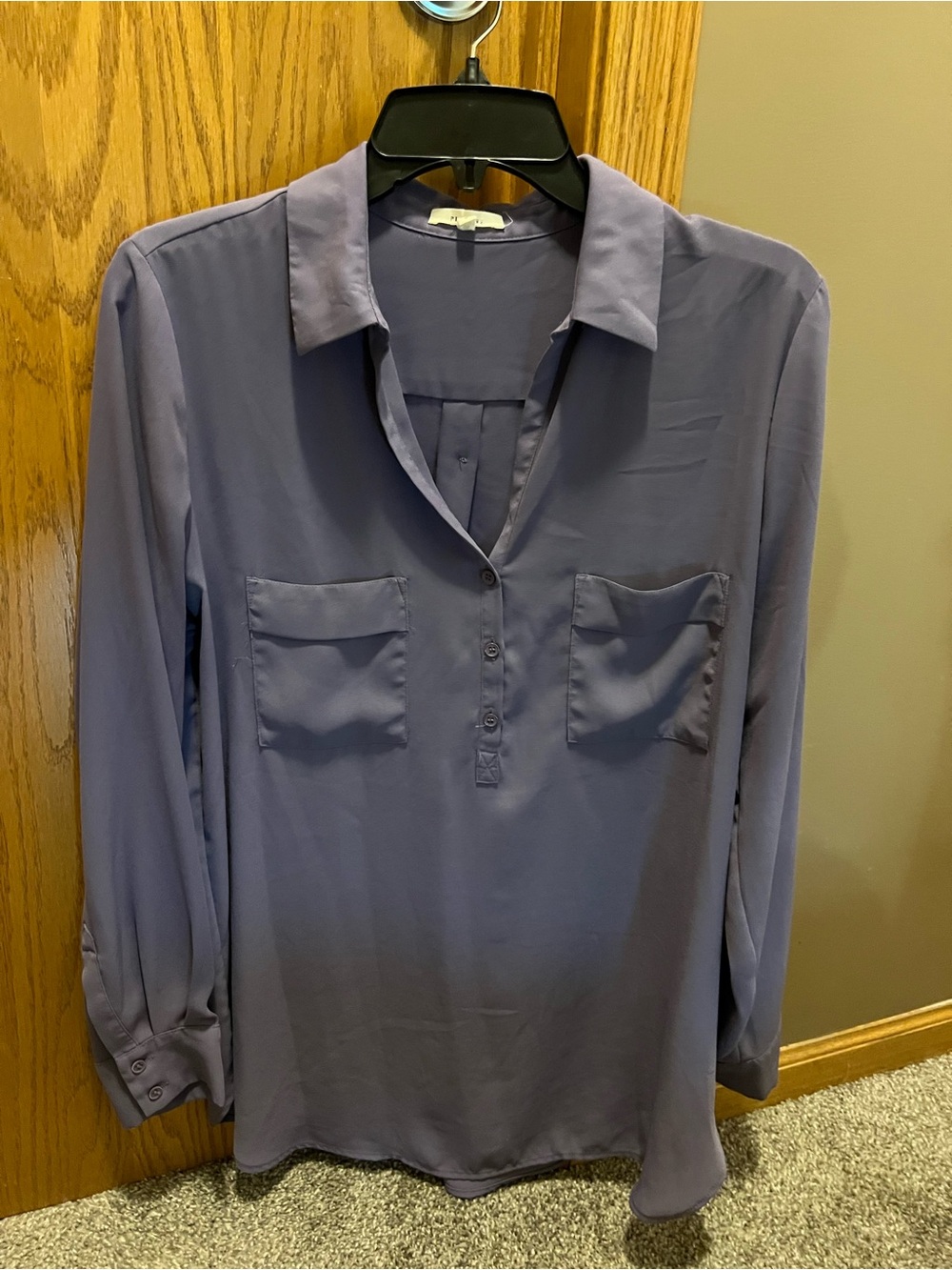 Lavender Button-Pocket Blouse